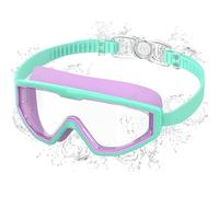 Ambienden Gafas de Natación Niño Antivaho UV, Visión 180° - Ajuste 1-Clic & Sello de Silicona - Unisex Gafas de Natación de 3-12 Años, Green-Purple
