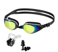 Ambienden Gafas Natación Adultos con Pinza Nariz Tapones Oído Antivaho | Lentes transparentes, Junta silicona 3D, Antivaho, Protección UV, Visión panorámica 180°, Correa ajustable