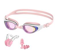Ambienden Gafas Natación Adultos con Pinza Nariz Tapones Oído Antivaho | Lentes transparentes, Junta silicona 3D, Antivaho, Protección UV, Visión panorámica 180°, Correa ajustable