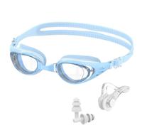 Ambienden Gafas Natación Adultos con Pinza Nariz Tapones Oído Antivaho | Lentes transparentes, Junta silicona 3D, Antivaho, Protección UV, Visión panorámica 180°, Correa ajustable