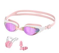 Ambienden Gafas Natación Adultos con Pinza Nariz Tapones Oído Antivaho | Lentes transparentes, Junta silicona 3D, Antivaho, Protección UV, Visión panorámica 180°, Correa ajustable