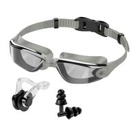 Ambienden Gafas Natación Adultos con Pinza Nariz Tapones Oído Espejo | Lentes espejo, Junta silicona 3D, Anti-vaho, Protección UV, Visión panorámica 180°, Correa ajustable