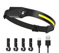 Ambienden Linterna Frontal LED Súper Brillante, Linterna Cabeza Recargable USB-C, 4 Modos De Luz, 350 Lúmenes, Sensor De Movimiento, Linterna Frontal LED Recargable Para Correr, Pesca, Camping
