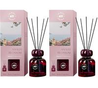 Ambientador ASEVI Mikado Amalfi Blossom - Travel Collection - Difusor de Varillas 90 ml - Inspirado en la Costa Italiana - Fragancia Floral Intensa - Diseño Elegante para el Hogar (Paquete de 2)