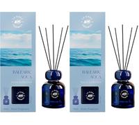 Ambientador ASEVI Mikado Balearic - Travel Collection - Difusor de Varillas 90 ml - Inspirado en el Mediterráneo - Fragancia Sensorial y Duradera - Objeto Decorativo con Personalidad (Paquete de 2)