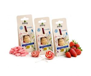 Ambientador Coche Chuches - Pack 3 Ambientadores Colgantes - Aroma Piruleta Fresa Chicle - Perfume Coche Alta Intensidad