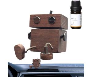 Ambientador Coche, Hombrecito De Madera Móvil Difusor Aroma Coche, Eliminador De Olores Automotriz Perfume Figura Para Viajes en Carretera