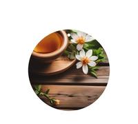 Ambientador colgante de flor verde azulado sobre tablón de madera, tarjetas redondas de fragancia de lavanda para interior de automóviles, paquete de 10/24 tarjetas