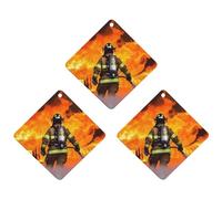 Ambientador colgante de incienso para coche, diseño de llama, bombero, paquete de 3 hojas colgantes perfumadas para coche, hogar, decoración interior de automóviles