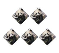 Ambientador colgante de panda con flores para coche, paquete de 5 hojas colgantes perfumadas para automóvil, hogar, decoración interior de robo, estilo negro