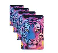 Ambientador colgante para coche, 4 unidades, con tarjetas perfumadas, de larga duración, con diseño de tigre de fuego azul y amarillo, para hombres y mujeres.