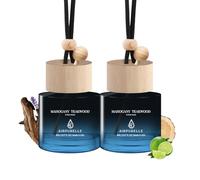 Ambientador colgante para coche, paquete de 2 ambientadores - Difusor de aceite de fragancia de madera de teca de caoba para coche, más de 45 días de fragancia de larga duración, dos 0.27 onzas