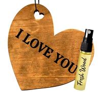 Ambientador con fragancia de madera fresca para coche, con texto en inglés "I love you", para colgar en el espejo, fragancia fresca estética, decoración de coche, mezcla de elegancia, regalo hecho a