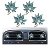 Ambientador de 4 piezas con diseño de hojas de arce con perla, clip de aire acondicionado para coche, decoración interior para niñas y mujeres (verde)