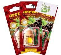 Ambientador de aire para coche AREON Perfume Fresco 4 ml - Aroma a pino - Difusor de botella colgante con tapa de madera natural, de larga duración, pack de 3