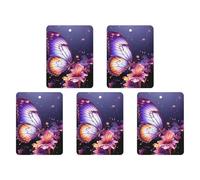 Ambientador de aire para coche, diseño de mariposa morada, paquete de 5 hojas colgantes perfumadas para automóvil, hogar, decoración interior de automóvil, cuadrado, estilo negro