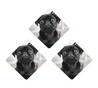 Ambientador de aire para coche, diseño de perro carlino negro, paquete de 3 hojas colgantes perfumadas para coche, hogar, decoración interior de automóviles