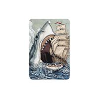 Ambientador de coche con diseño de caricatura de tiburón comiendo barco en el océano, 10 piezas de hojas colgantes perfumadas con cuerda para el hogar