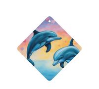 Ambientador de coche con diseño de delfines en el amor, 10 hojas perfumadas para colgar