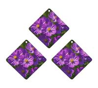 Ambientador de coche con diseño de flores moradas, 3 unidades, tarjetas perfumadas, lindas tarjetas aromáticas negras de larga duración, para mujeres y hombres, ambientador natural con cordón para