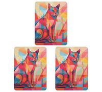 Ambientador de coche con diseño de gato de arte moderno, 3 unidades, tarjetas perfumadas, lindas tarjetas aromáticas blancas de larga duración, para mujeres y hombres, ambientador natural con cordón