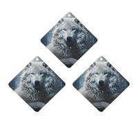 Ambientador de coche con diseño de lobo sentado en la nieve, 3 unidades, tarjetas perfumadas, lindas tarjetas aromáticas negras de larga duración, para mujeres y hombres, ambientador natural con