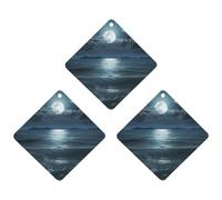 Ambientador de coche con diseño de luna y mar, 3 unidades, tarjetas perfumadas, lindas tarjetas aromáticas blancas de larga duración, para mujeres y hombres, ambientador natural con cordón para
