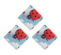 Ambientador de coche con diseño de mariquita y nube, 3 unidades, tarjetas perfumadas, lindas tarjetas aromáticas negras de larga duración, para mujeres y hombres, ambientador natural con cordón para