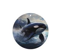 Ambientador de coche con diseño de orca de orca de WZYWHJ de forma redonda, 6 piezas