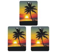Ambientador de coche con diseño de palmera de puesta de sol, 3 unidades, tarjetas perfumadas, lindo té, ambientadores de coche de larga duración para mujeres y hombres, ambientador natural con cordón