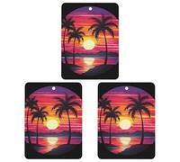 Ambientador de coche con diseño de palmera y puesta de sol para colgar tarjetas perfumadas, lindas ambientadores de coche negros de larga duración, aromas de coches nuevos para mujeres y hombres