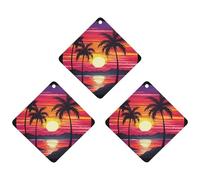 Ambientador de coche con diseño de palmera y puesta de sol, para colgar tarjetas perfumadas, lindas y grises, ambientadores de coche de larga duración para mujeres y hombres, ambientador natural con