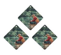 Ambientador de coche con diseño de pescadores de pesca, 3 unidades, tarjetas perfumadas, lindas tarjetas aromáticas negras de larga duración, para mujeres y hombres, ambientador natural con cordón
