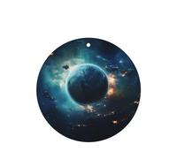 Ambientador de coche con diseño de planeta azul profundo de WZYWHJ de forma redonda, 6 piezas