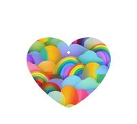 Ambientador de coche con estampado de corazones de arco iris, 10 piezas, accesorios para colgar en el coche con cuerdas para decoración