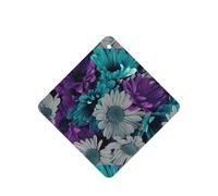 Ambientador de coche con estampado de flores moradas y verde azulado, 10 hojas colgantes perfumadas para coche