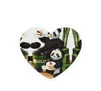 Ambientador de coche con forma de corazón con diseño de pandas de padre e hijo, 6 piezas, tarjeta de fragancia para colgar