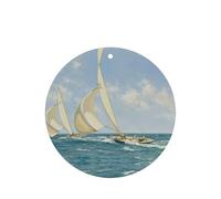Ambientador de coche con impresión de paisaje de barco, 10 piezas, hojas aromáticas, accesorios para colgar en el coche con cuerdas para decoración