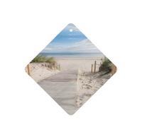 Ambientador de coche con impresión de paisaje de playa, 10 hojas colgantes perfumadas para coche