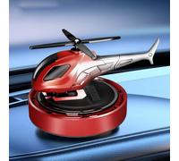 Ambientador de coche con panel solar, motor giratorio, diseñado como adorno de helicóptero para una liberación eficiente del aroma y purificación del aire (rojo)