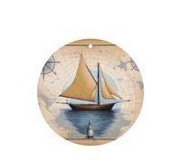 Ambientador de coche de 6 piezas con diseño de mapa de velero de WZYWHJ de forma redonda