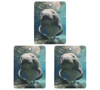 Ambientador de coche de manatí de mar, 3 unidades, tarjetas perfumadas colgantes, lindos ambientadores grises de larga duración, aromas de autos nuevos para mujeres y hombres, ambientador natural con