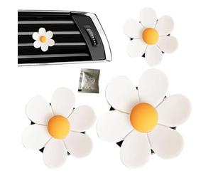 Ambientador de coche, dulce margarita con clip para coche, ambientador, ambientadores para coche de adopción amplia, 3 accesorios decorativos para coche de flores, clips de ventilación de automóviles