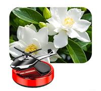 Ambientador de coche giratorio con energía solar, difusor de ABS con aroma a extracto de plantas, diseñado como adorno de avión para uso en vehículos (Gardenia roja)