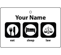 Ambientador De Coche Personalizado Eat Sleep Law