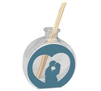 Ambientador de cristal transparente Corazón Beso, en caja con peladillas, bombonera para boda, bautizo, comunión, confirmación, aniversario de boda y regalos útiles, originales (verde petróleo)