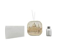 Ambientador de ecopiel Basílica San Pedro Roma con detalles en oro en caja de regalo. Bombonera para boda, bautizo, comunión, confirmación, graduación, aniversario y regalos útiles