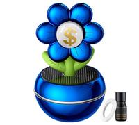 Ambientador de fragancia para coche, difusor de para coche, ambientador solar para coche, diseño de flores portátil innovador, letrero de riqueza, rotación de 360 grados, decoración interior del