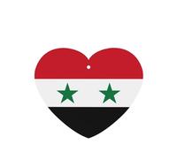 Ambientador de fragancia para colgar en forma de corazón para coche, diseño de bandera de la República Árabe Siria, 4 unidades, para decoración interior de coche, armario, zapatos, armario, 4 unidades