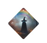 Ambientador de Halloween arcoíris con diseño de sombrero de bruja y arañas, 10 piezas de ambientador para coche, hojas de ambientador con cuerda para coches y hogar